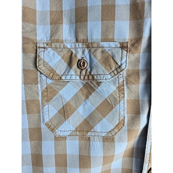 American Eagle Outfitters Mens Long Sleeve Button Up Shirt Blue Plaid Size S/P - Picture 4 of 5